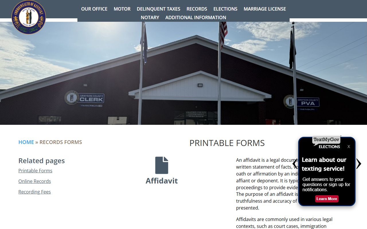 Grayson County Clerk records forms