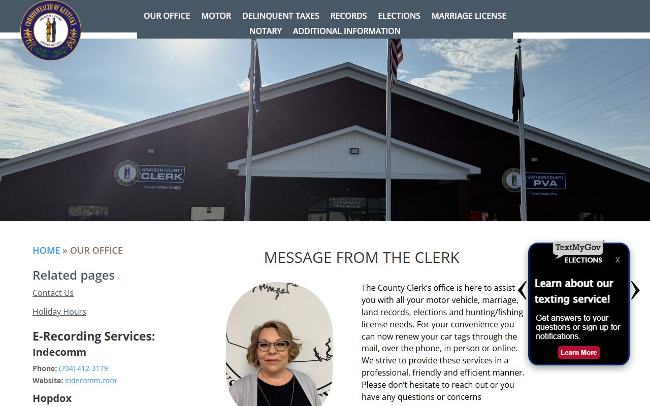 Grayson County Clerk office services records