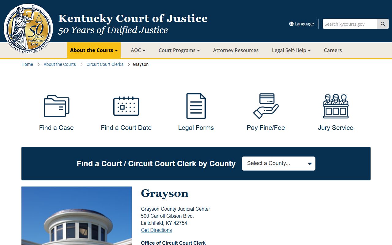 Grayson County court records judicial center page