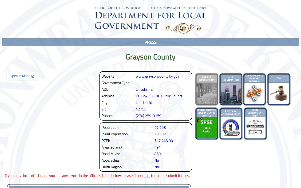 Grayson County court records local government profile