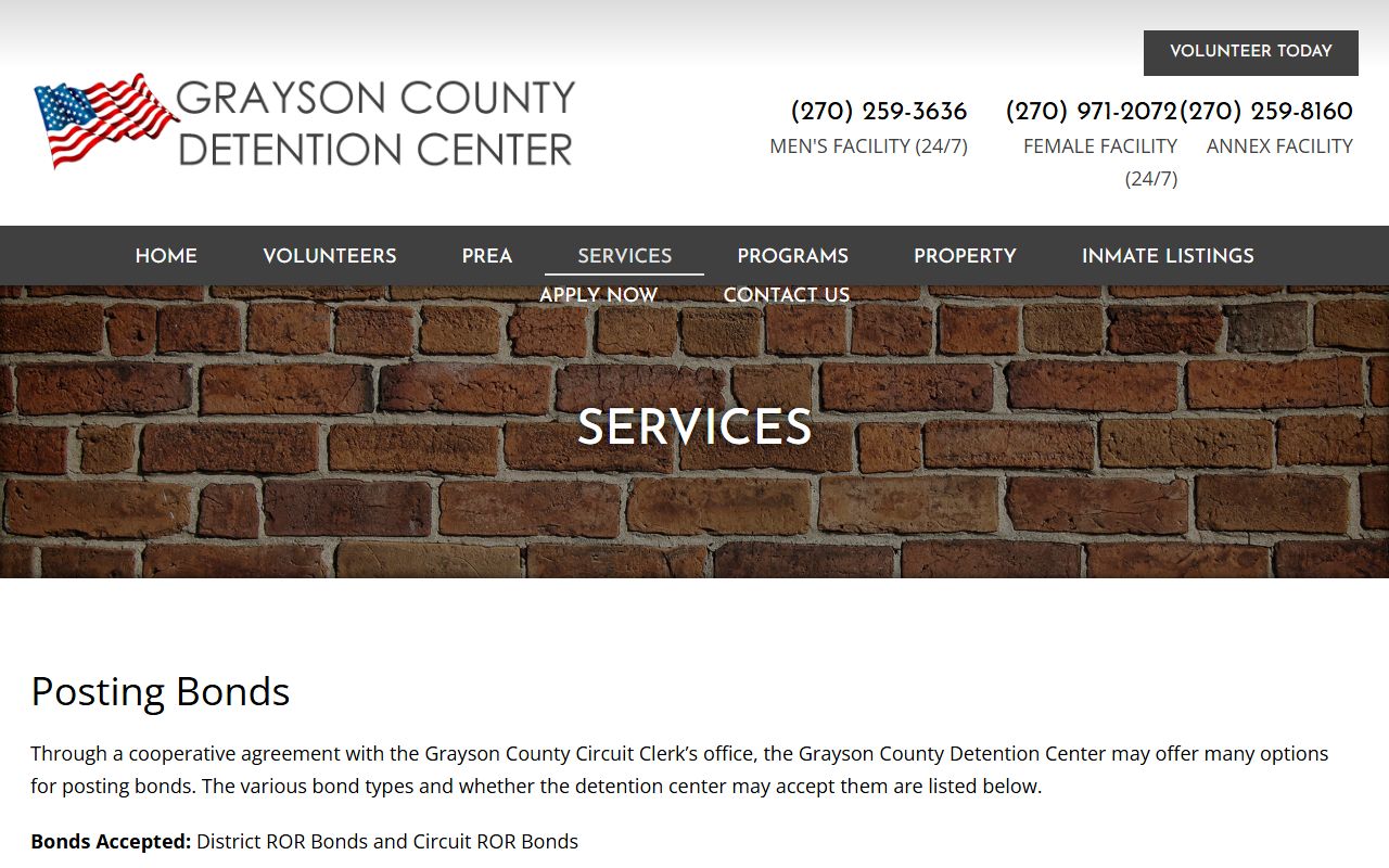 Grayson County inmate search detention center services