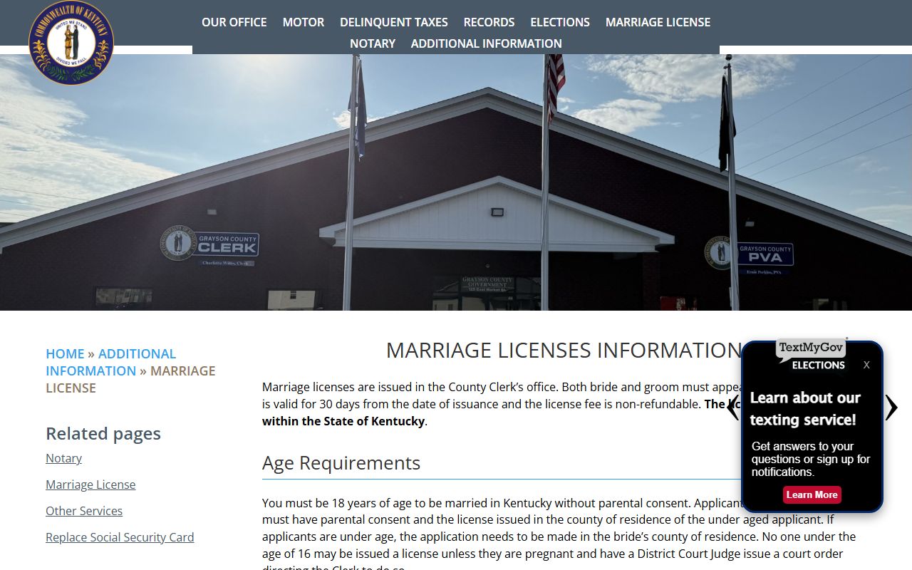 Grayson County marriage records license instructions
