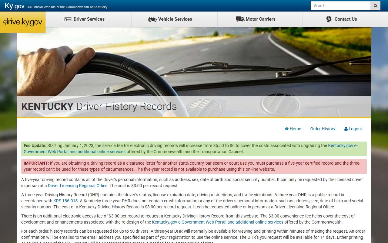 Grayson County traffic court records online driver history request
